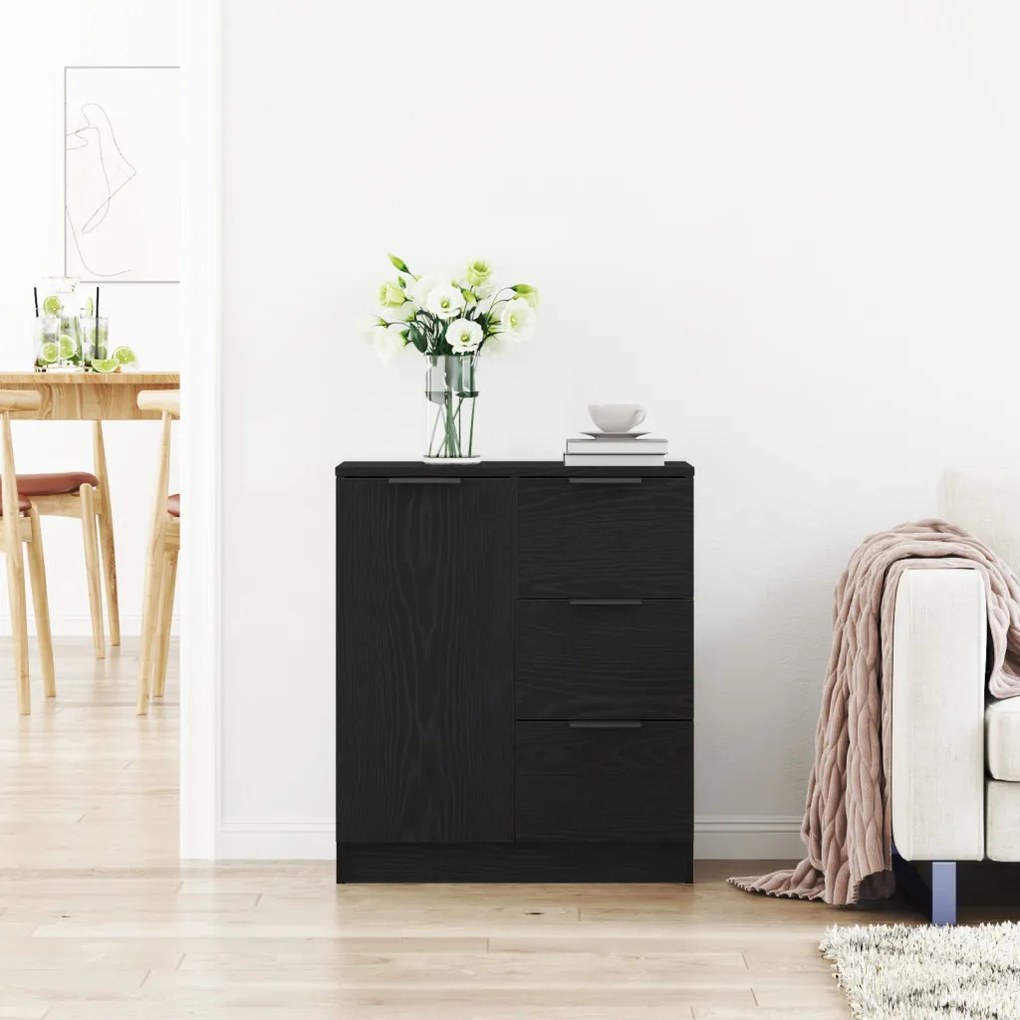 vidaXL Széf fiókkal Fekete tölgy 60 x 30 x 70 cm Faanyag