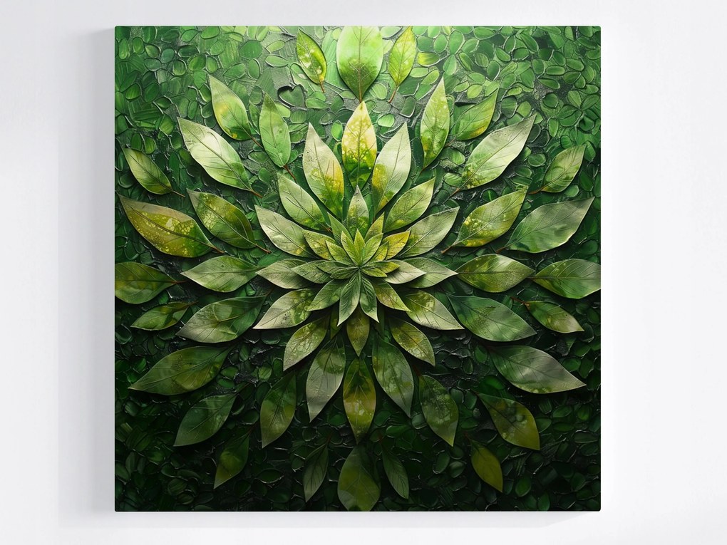 Poszter Zöld Mandala Levelekkel Természet Absztrakt 120x80