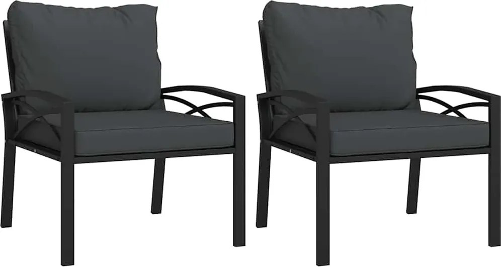 vidaXL 2 db acél kerti szék szürke párnákkal 68 x 76 x 79 cm