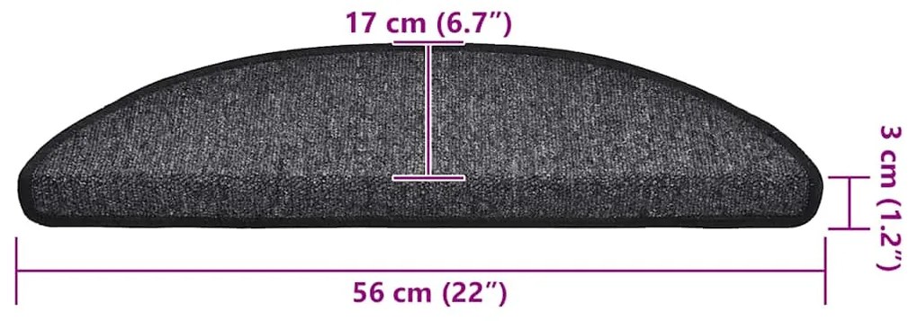 30 db antracitszürke lépcsőszőnyeg 56 x 17 x 3 cm