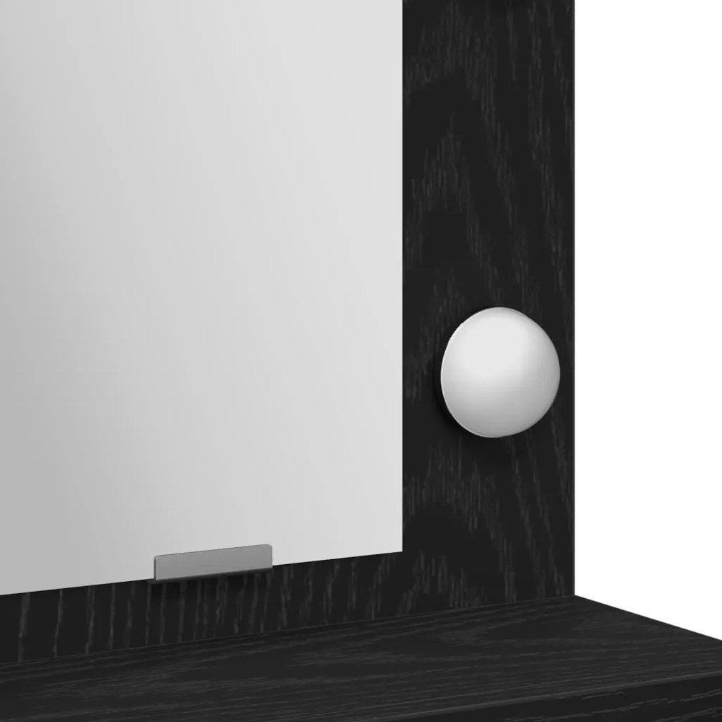 Sminkasztal LED Fénnyel Fekete Tölgyből 79x41x135 cm