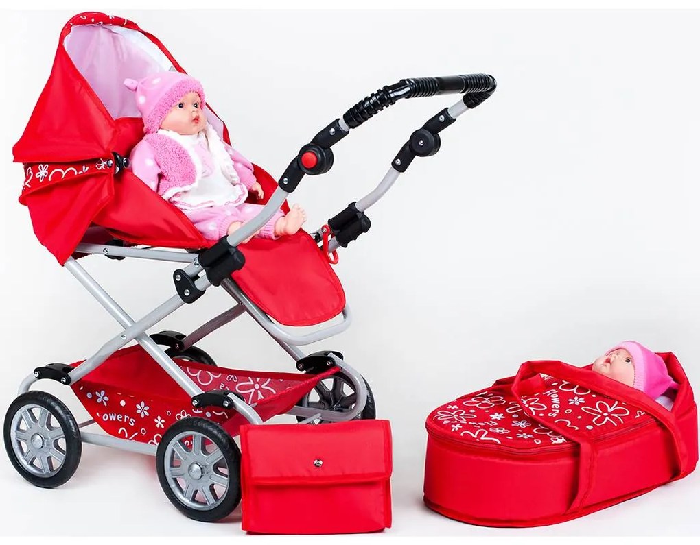 Játék babakocsi 2az1-ben New Baby Mónika piros