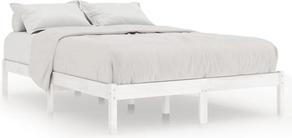 vidaXL King Size fehér tömör fa ágykeret 150 x 200 cm