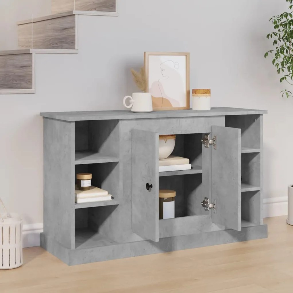 betonszürke szerelt fa tálalószekrény 100x35,5x60 cm