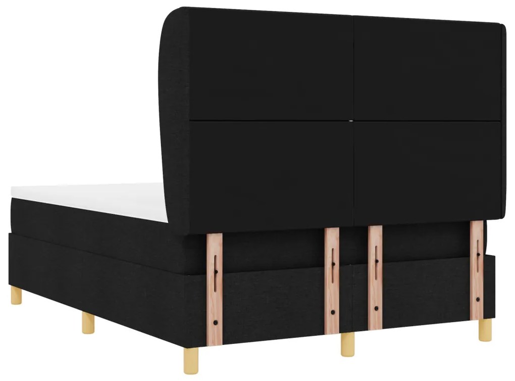 Boxspring Ágy Matrac Készlettel Fekete 140x200 cm Szövet