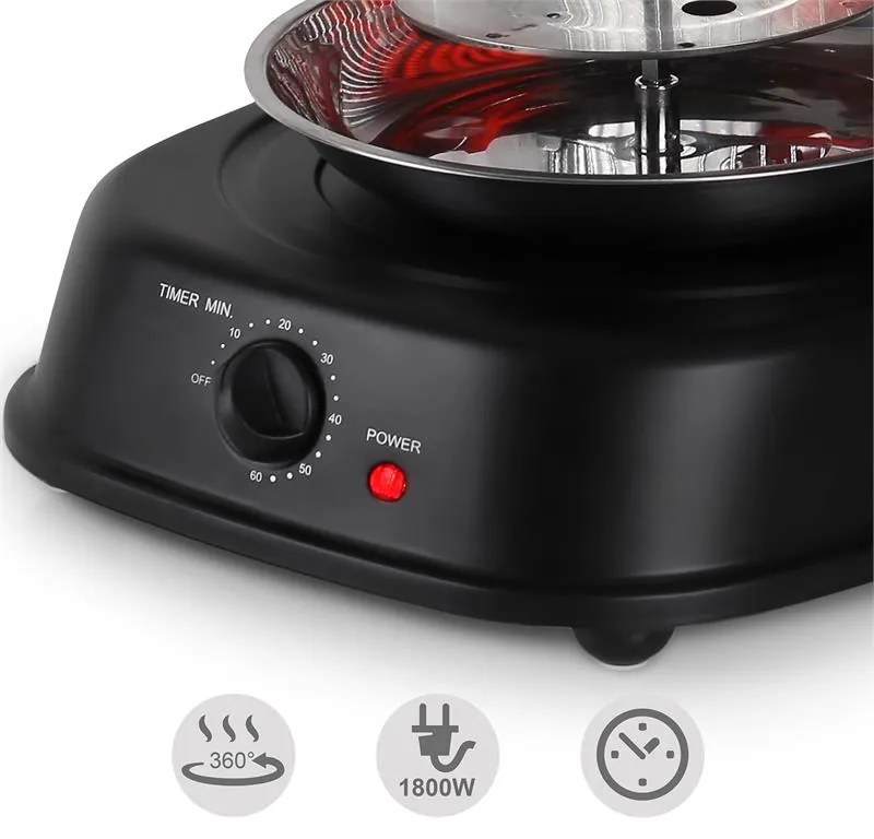 OneConcept Kebap Master, vertikális grill, 1800 W, fekete