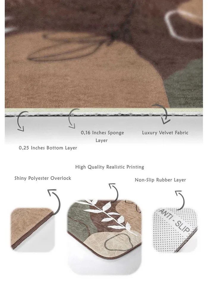 Barna bársony fürdőszobai kilépő szett 2 db-os 60x100 cm Abstract Faces – Mila Home