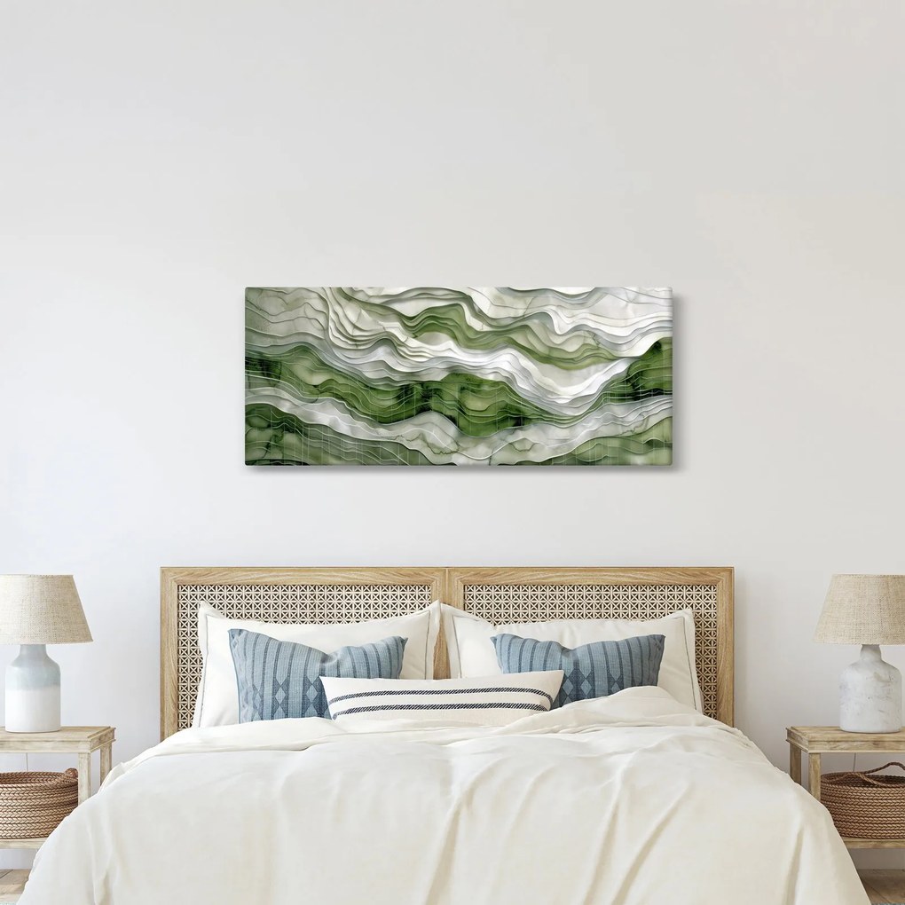 Kép - Zöld és fehér fodrok (120x50 cm)