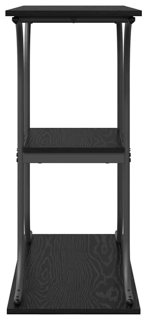 Konzolasztal polcokkal Musta tammi 101 x 35 x 80.5 cm Faanyag