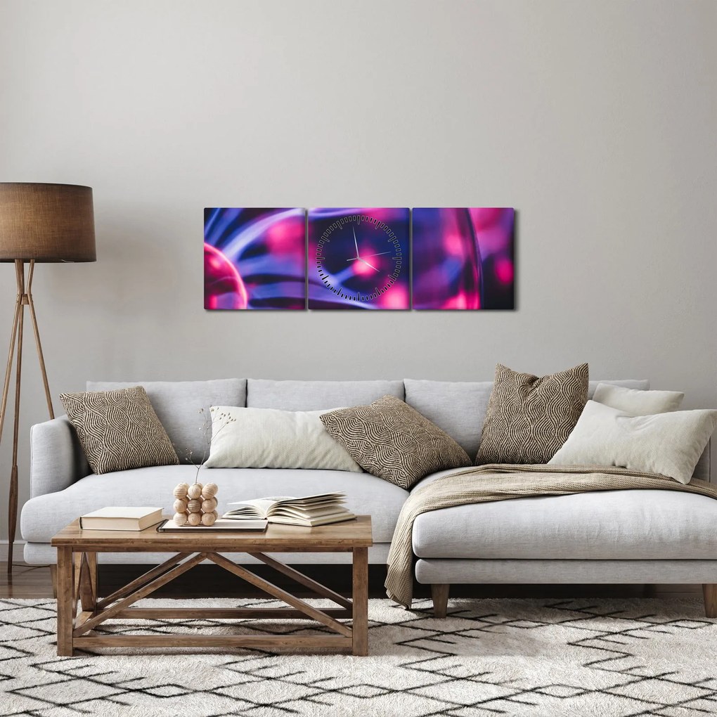 Absztrakt lila kép (órával) (90x30 cm)