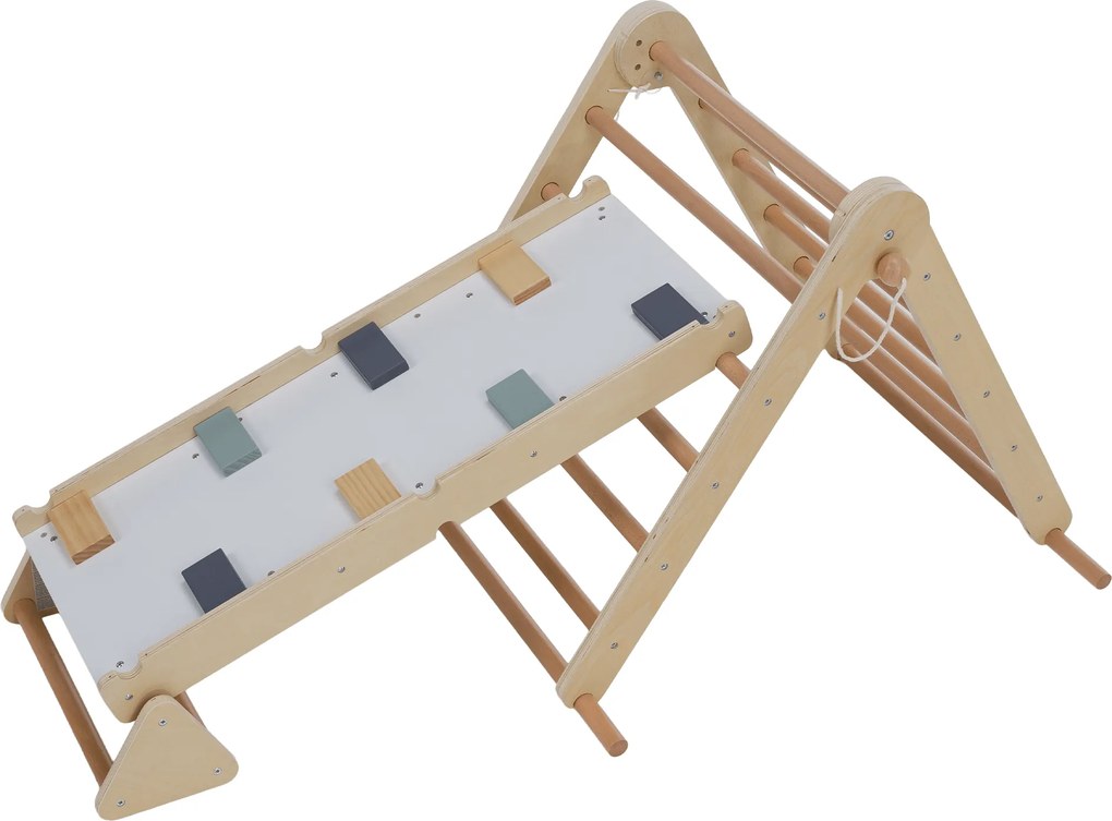 Montessori Pikler-háromszög 3 az 1-ben, természetes/színes, OPRIN