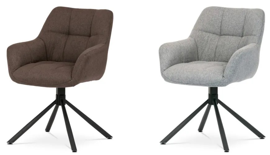 Elegáns Étkezőfotel Barna Szövet Kárpitozással, Forgómechanizmus 90°/90°