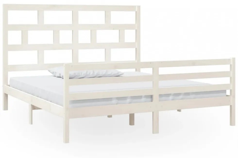 Super King fehér tömör fa ágykeret 180 x 200 cm