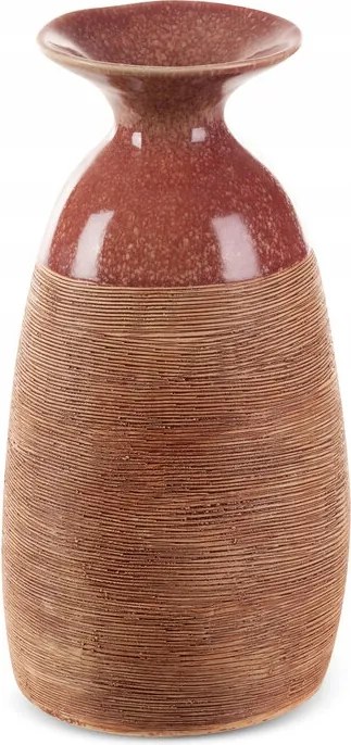 Dekorációs váza Elda 17x31 piros világosbarna, sima nyakkal