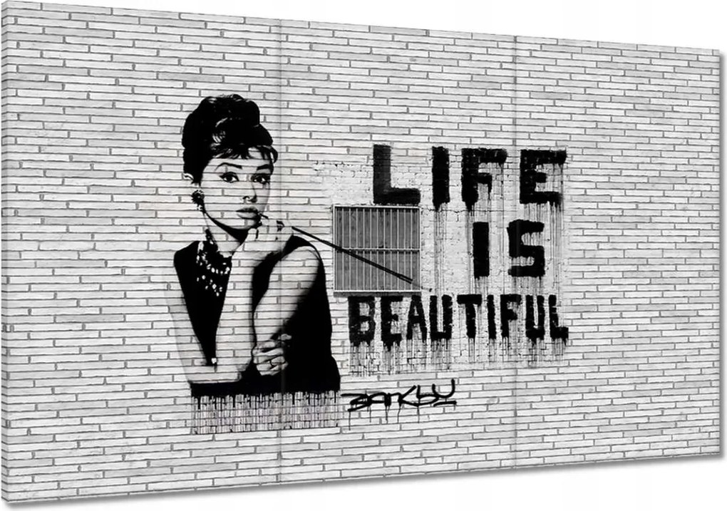 Festmények 120x80 Banksy Life is beautiful