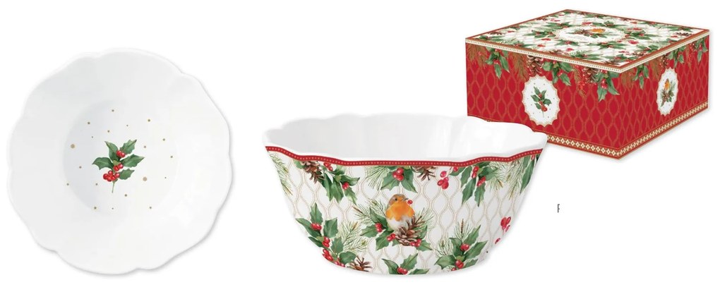 Karácsonyi porcelán nagy kerek tál Christmas Berries