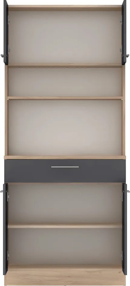 Négyajtós szekrény, artisan tölgy/grafit, DOMIS NEW