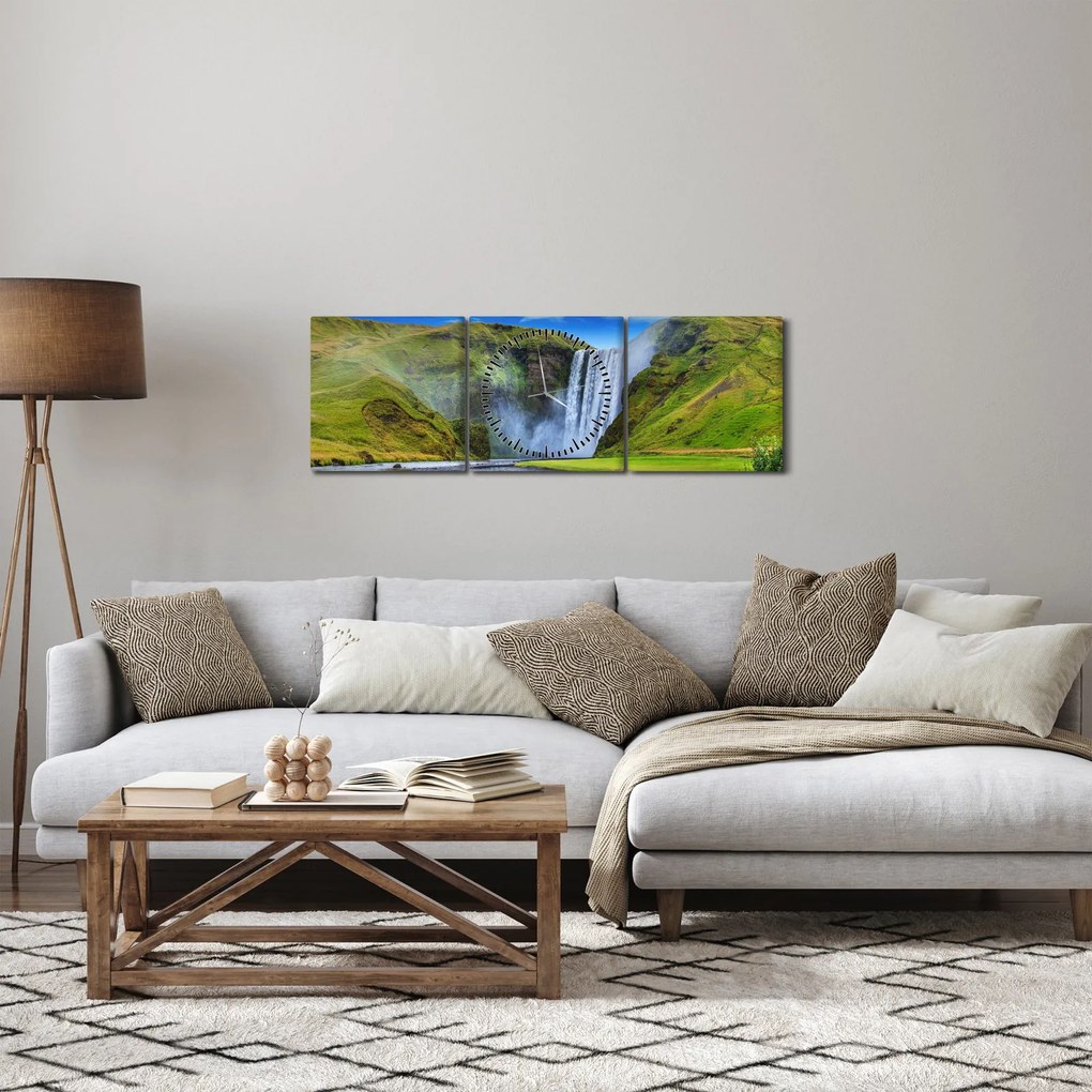 Kép - Seljalandsfoss vízesés (órával) (90x30 cm)