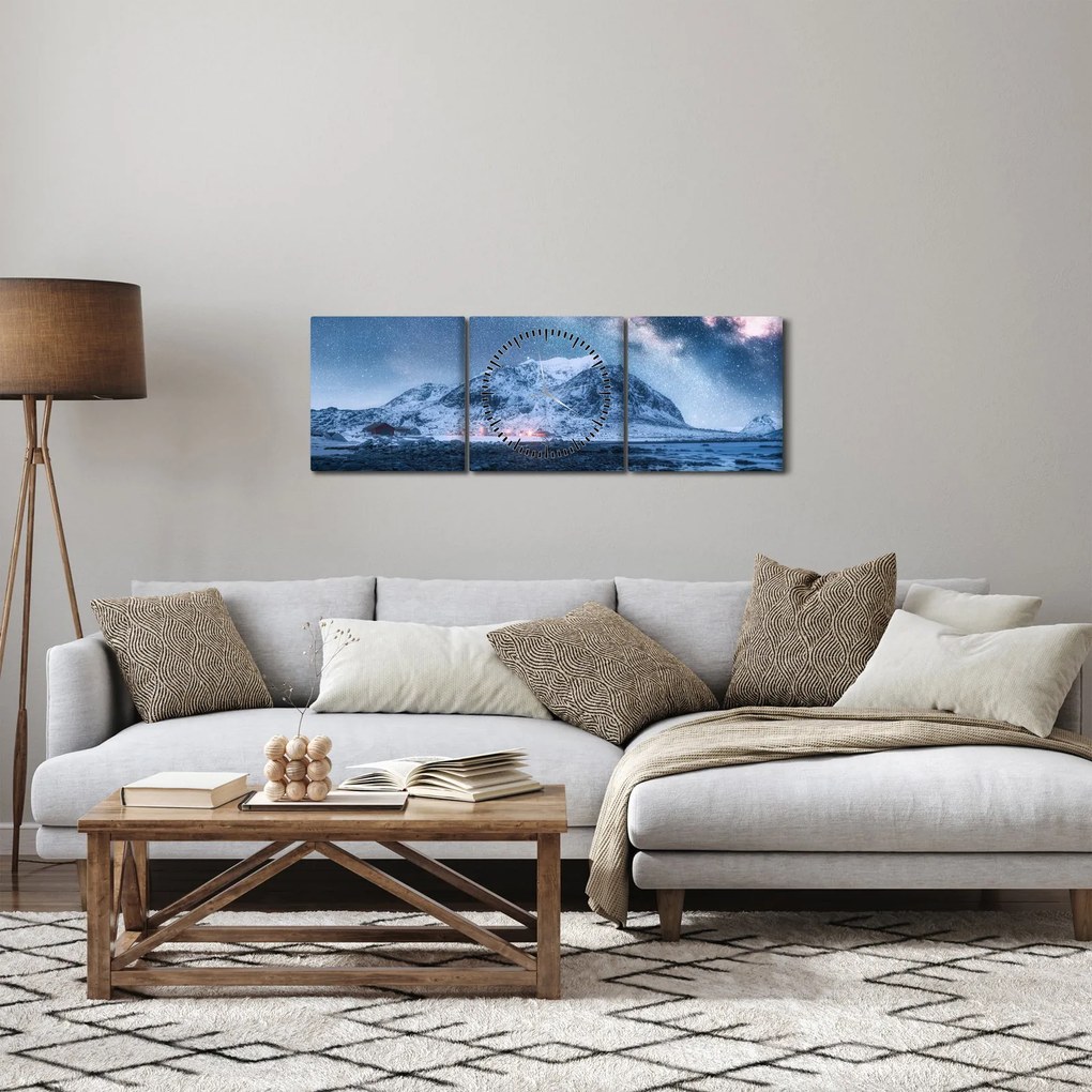 A hegyek képe a csillagos ég (órával) (90x30 cm)