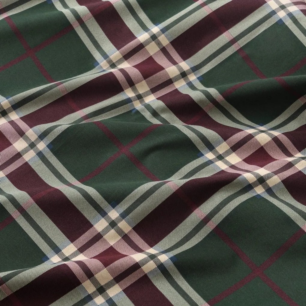 Goldea flanel ágyneműhuzat - sötétzöld skótkockás 240 x 220 és 2db 70 x 90 cm