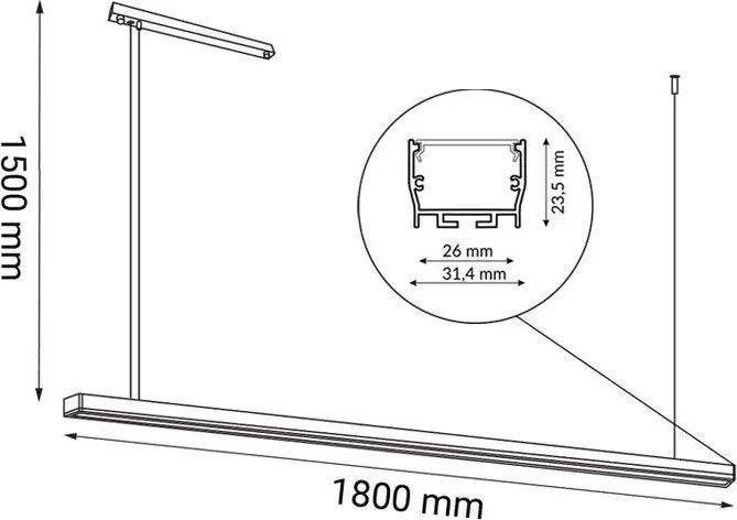 ANTIGO 1858 HIATE Modern Led Függesztett Lámpa Fekete LED IP20