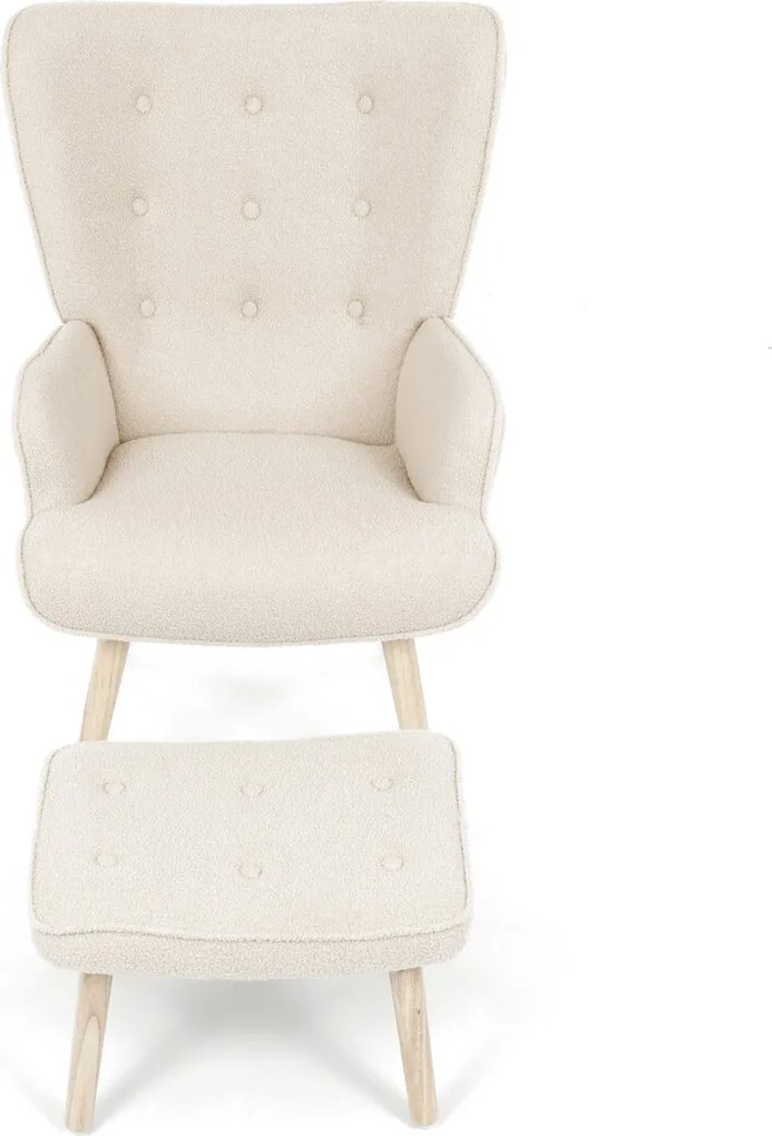 Krémszínű relaxfotel, boucle szövet kárpitozással, AK-319 CRM2