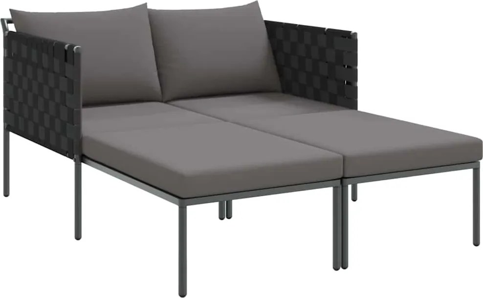 vidaXL Napozóágy párnával Antracit 153 x 115 x 69.5 cm Porszórt acél