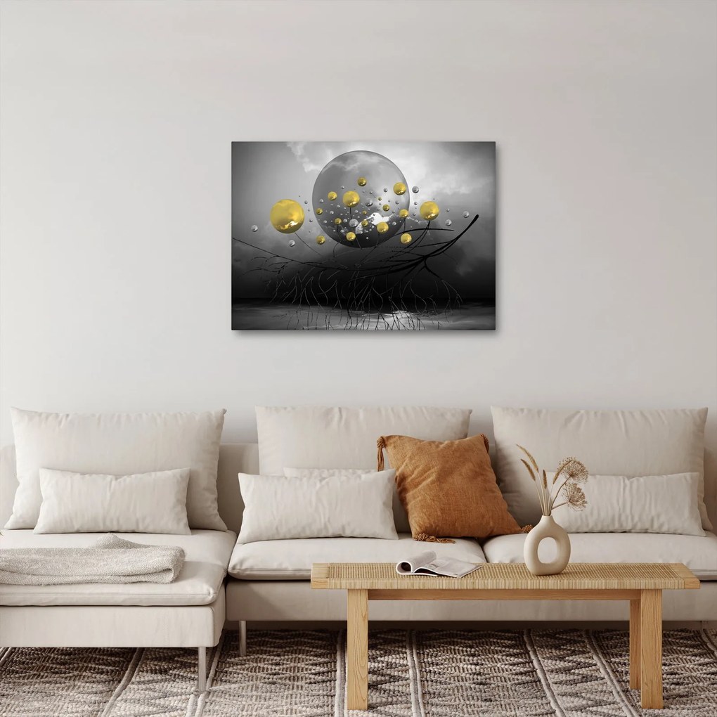 Arany absztrakt gömbök képe (70x50 cm)