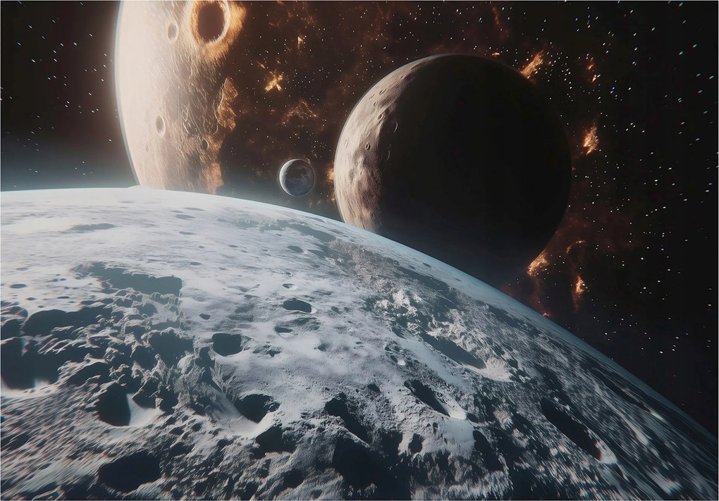 Vinyl Tapéta Flizelin Barna Kozmosz Bolygók Univerzum 368x254