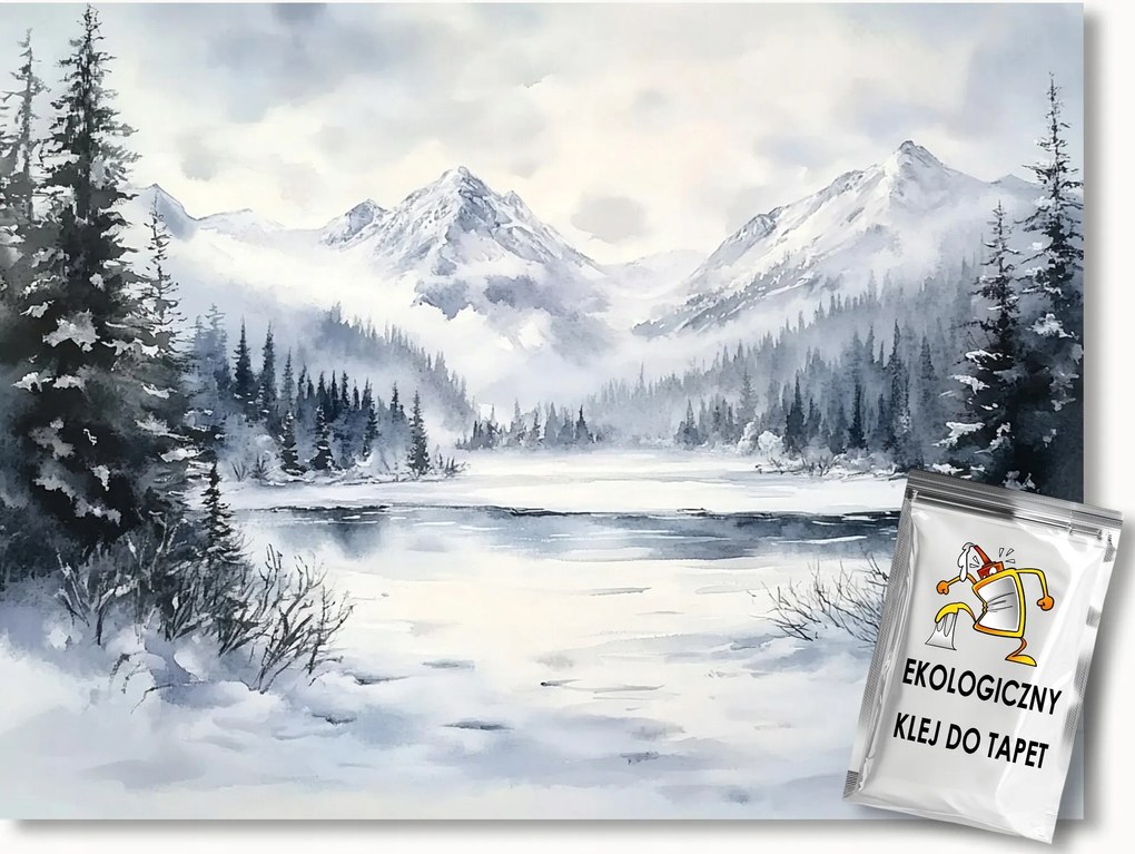 Fotótapéta Flizelina Tájkép Tél Hó Fagy Hegyek Tó 400x280 ragasztó