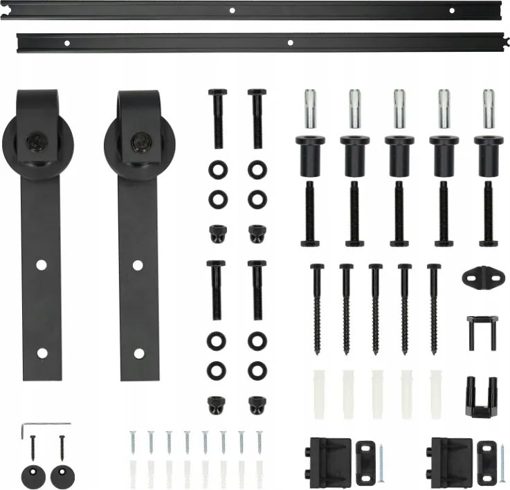 Tolóajtó vasalat szett 2m 1 ajtós Loft fekete BDH121