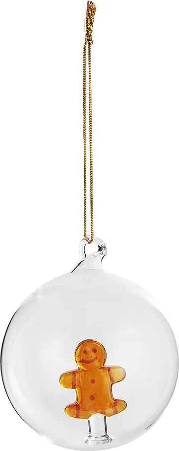 HANG ON üveg karácsonyfadísz Ø 9cm ,mézeskalács figura