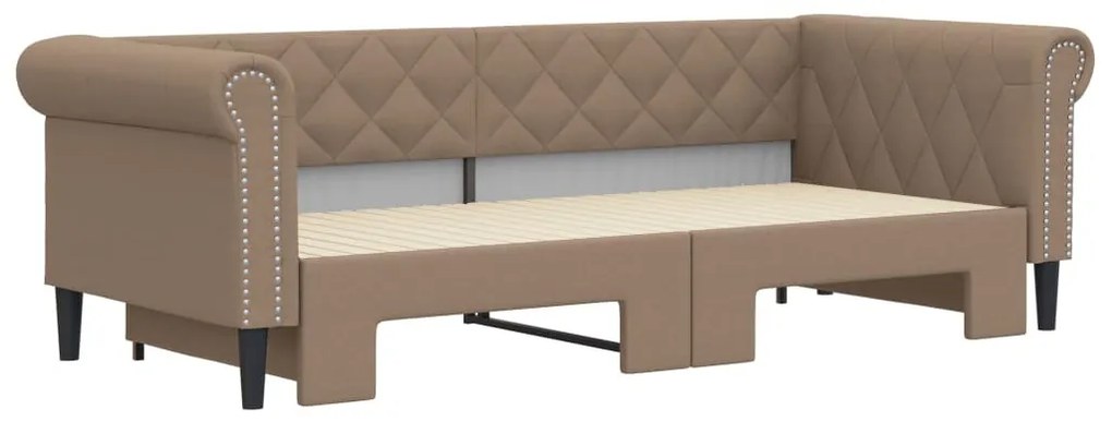 cappuccino színű kihúzható műbőr heverő 90 x 200 cm