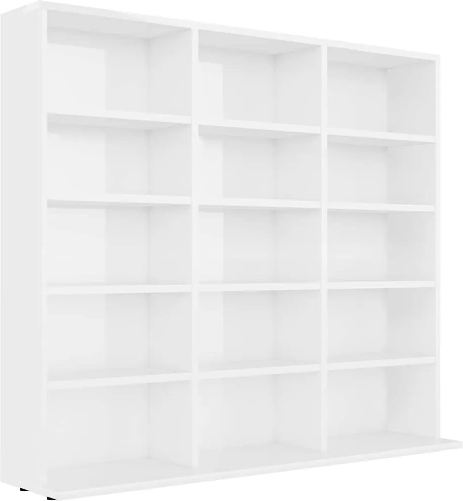vidaXL magasfényű fehér forgácslap CD-tartó szekrény 100x23x89,5 cm