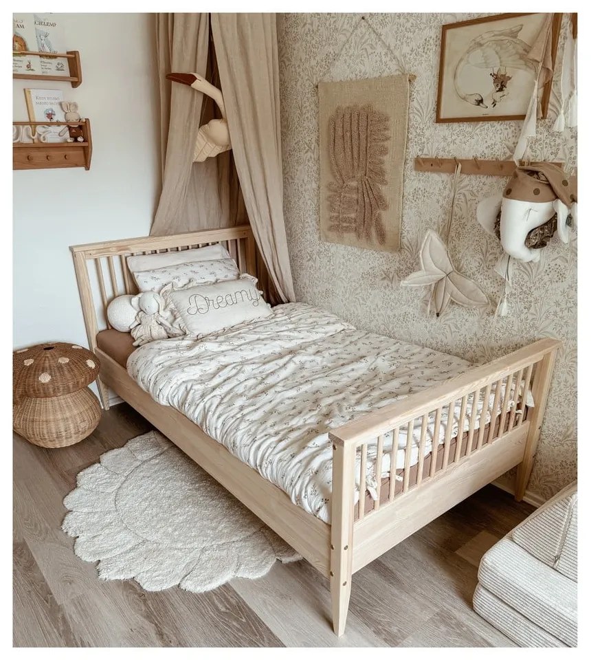 Krémszínű mosható kézi szövésű pamut gyerek szőnyeg ø110 cm Gabrielle – Nattiot