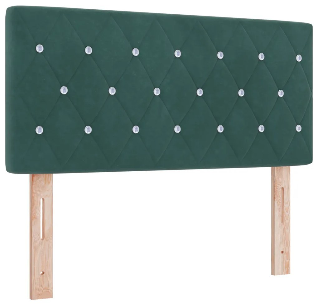 Boxspring Ágy Matraccal és LED-del Sötét Zöld 90x200 cm Bársony