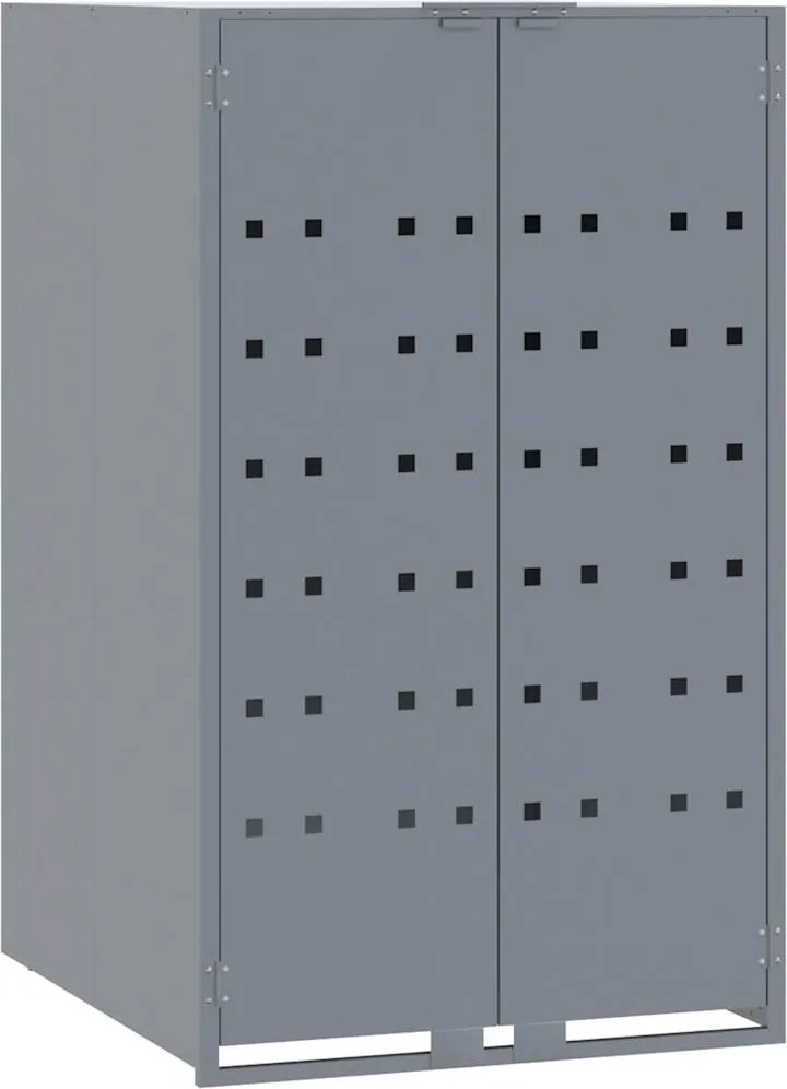 vidaXL szürke acél kerekes tároló 1 szemeteskukához 69 x 79 x 117 cm