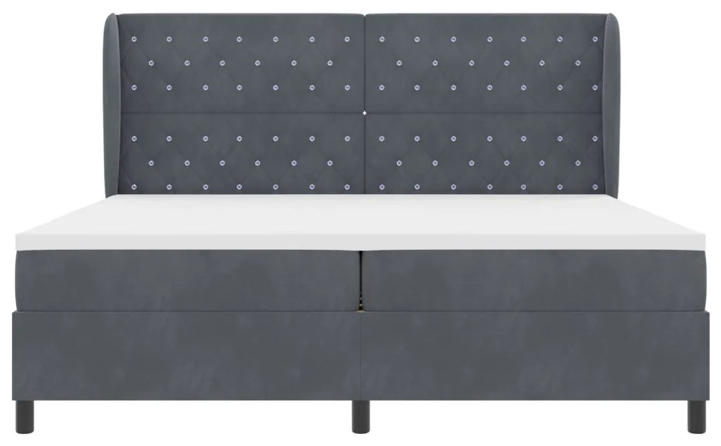 Box Spring Ágy Matraccal, Sötétszürke, 200x200 cm, Bársony