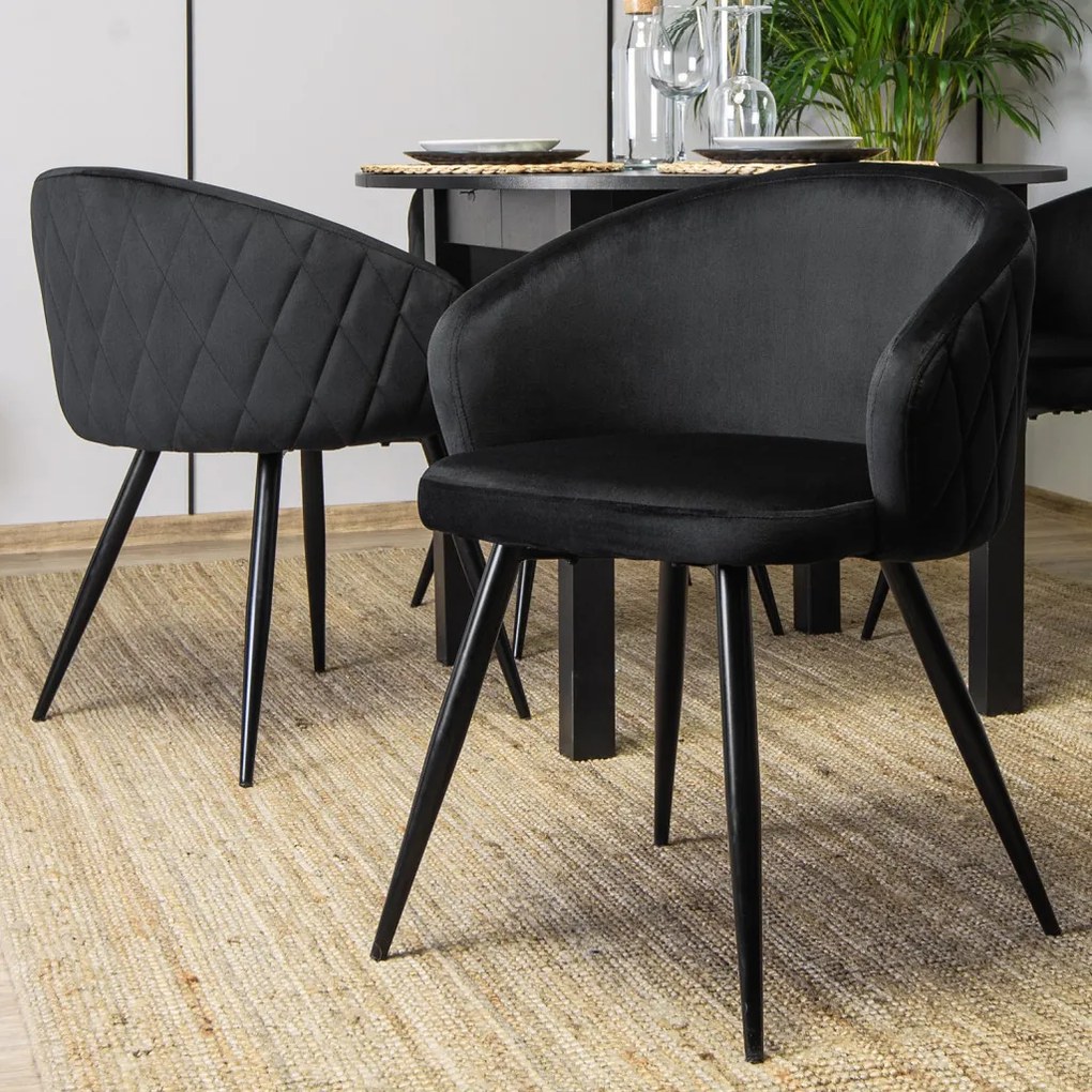 Elegáns Étkezőszék Fekete Bársony Kárpittal. ADELE