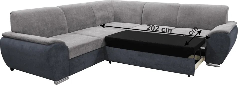 Ülőgarnitúra, sötét szürke/szürke Soro anyag, balos, kivitel, EMILY