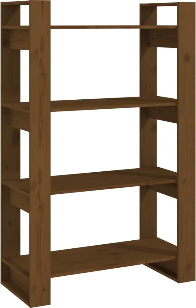 vidaXL mézbarna tömör fenyőfa könyvszekrény/térelválasztó 80x35x125 cm