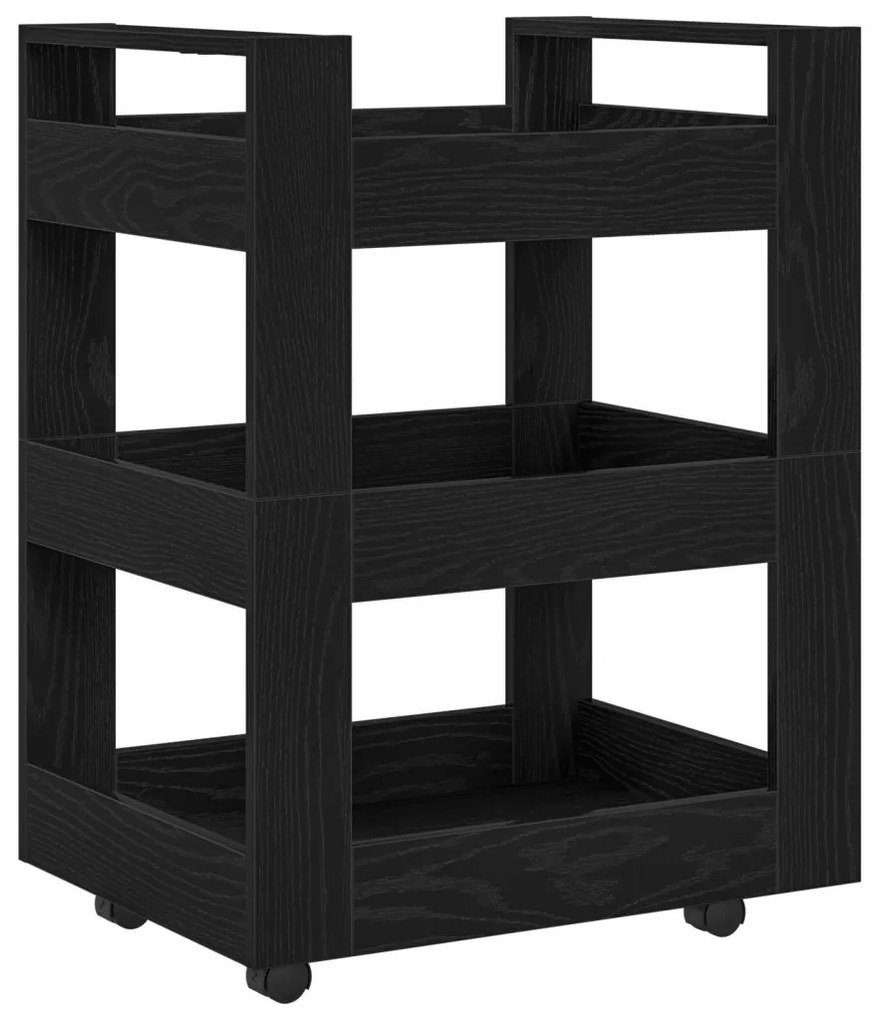 Konyhai Kocsi Fekete Tölgy 60x45x80 cm Összeszerelt Fa