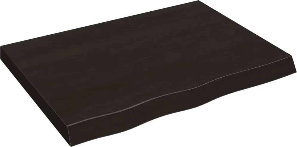 vidaXL sötétbarna kezelt tömör tölgyfa asztallap 80x60x(2-6) cm