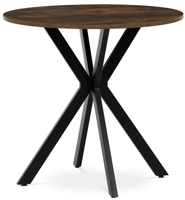 Kerek étkezőasztal Old wood dekorációval. Méret: 80x75 cm. Mdf asztallap, fém váz