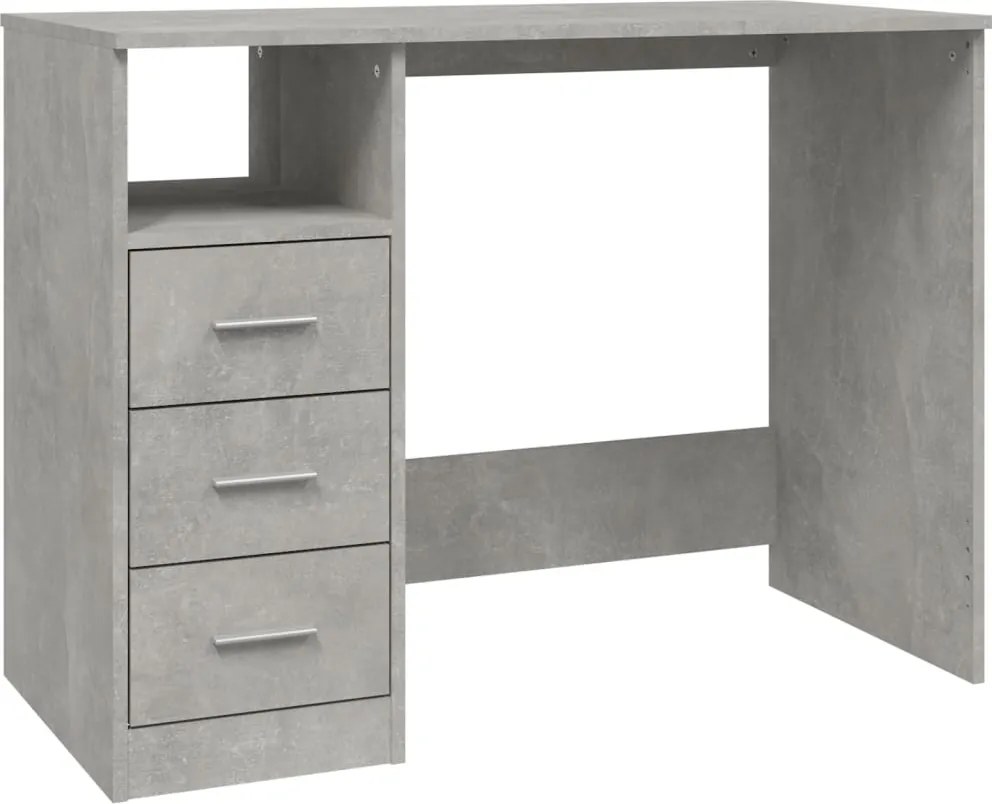 vidaXL betonszürke szerelt fa íróasztal fiókokkal 102x50x76 cm