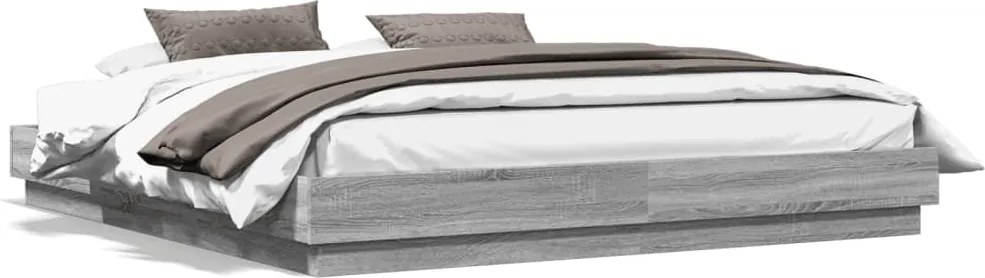 vidaXL sonoma tölgyszínű szerelt fa ágykeret 200 x 200 cm