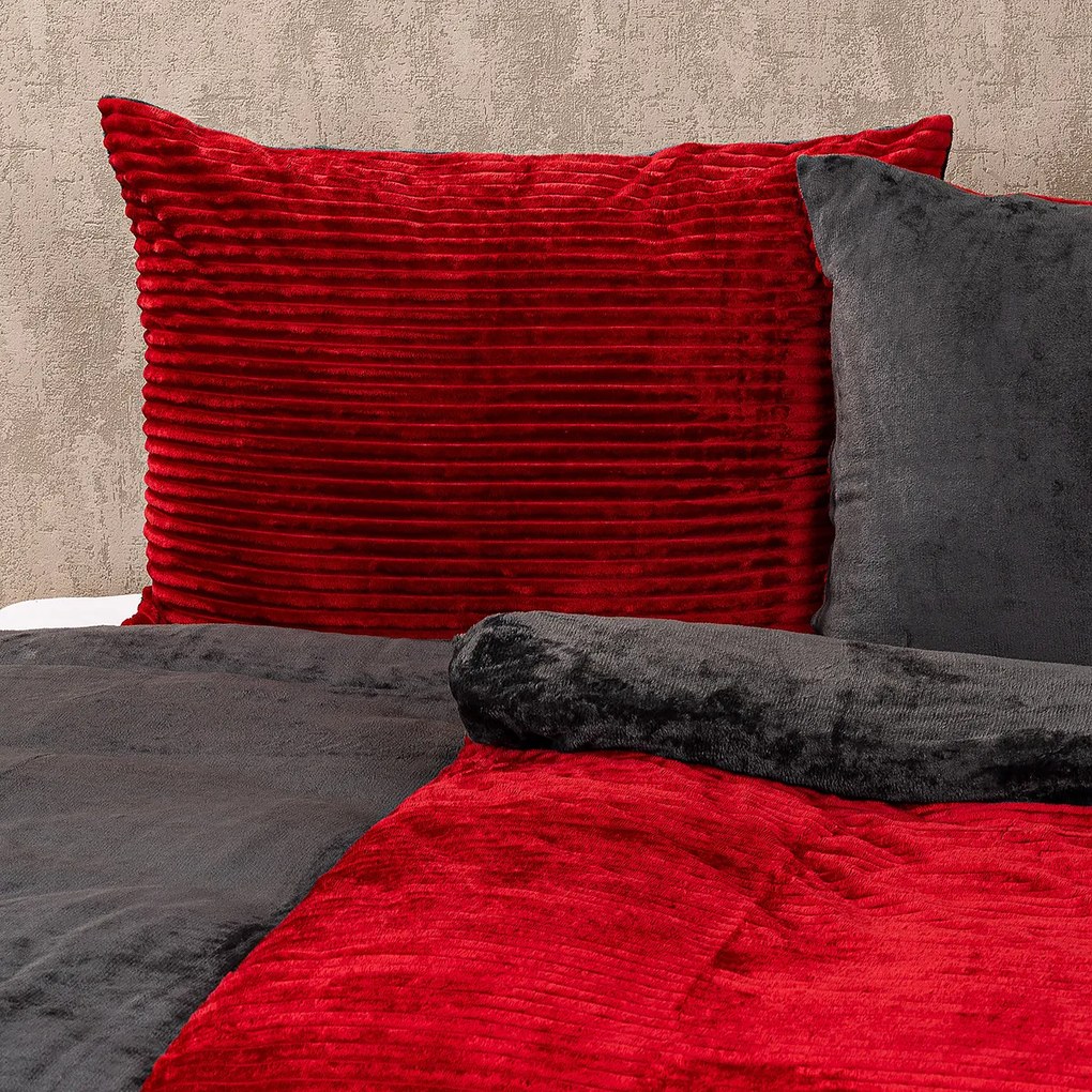 4Home Stripe mikroflanel ágyneműhuzat bordó, 140 x 200 cm, 70 x 90 cm