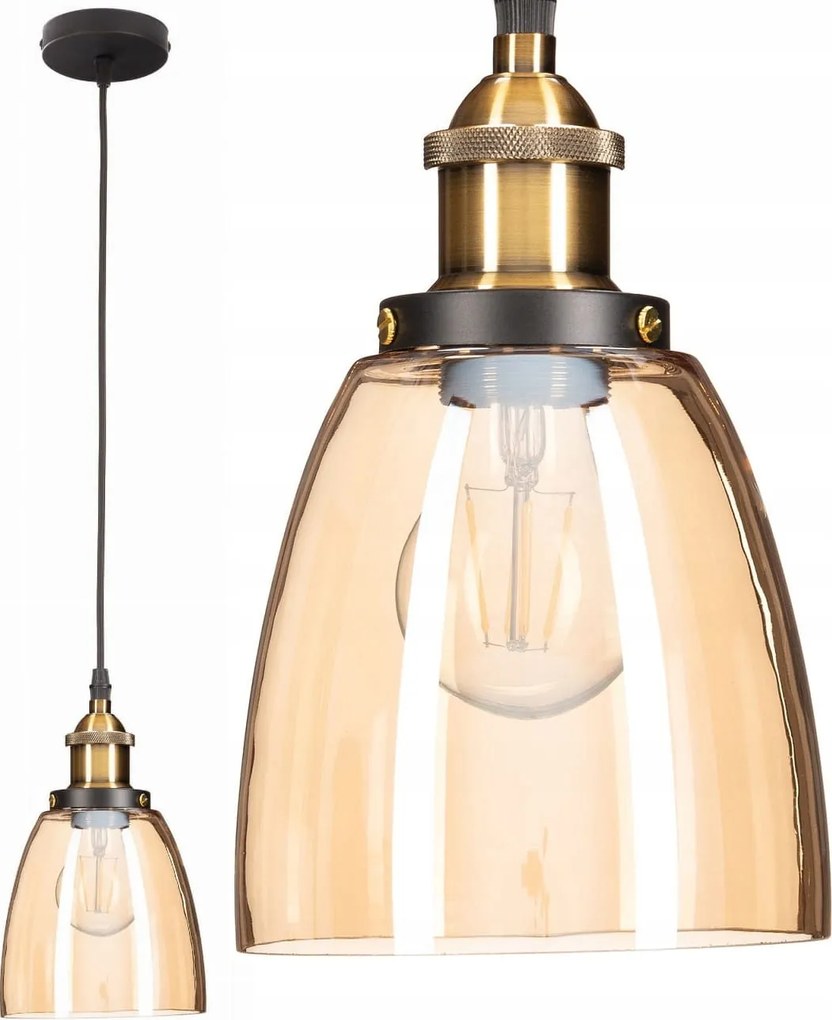 Függő lámpa üveg vödör borostyán amber