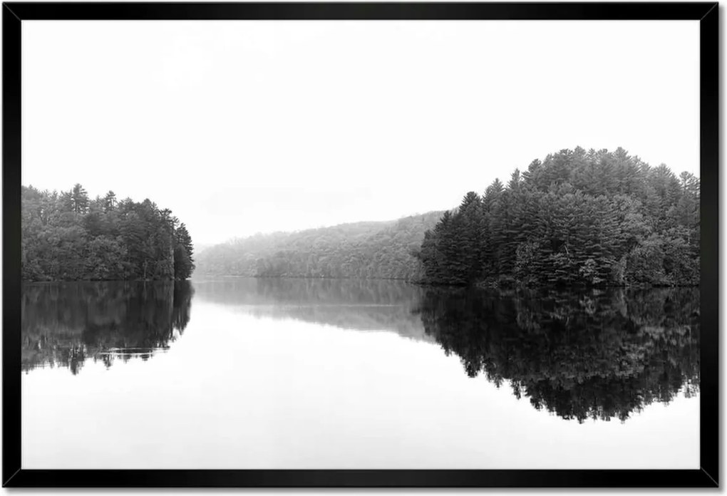 Poszter keretben 60x40 Tó sziget fekete