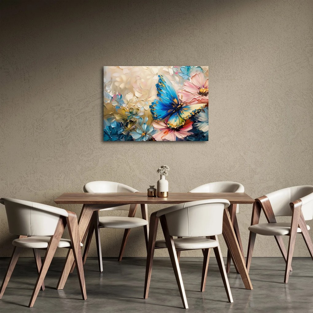 Kép - Virágok és pillangók festése (70x50 cm)